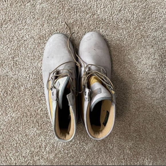 Timberland Yellow Panel Gray Leather Boots with Mint Soles